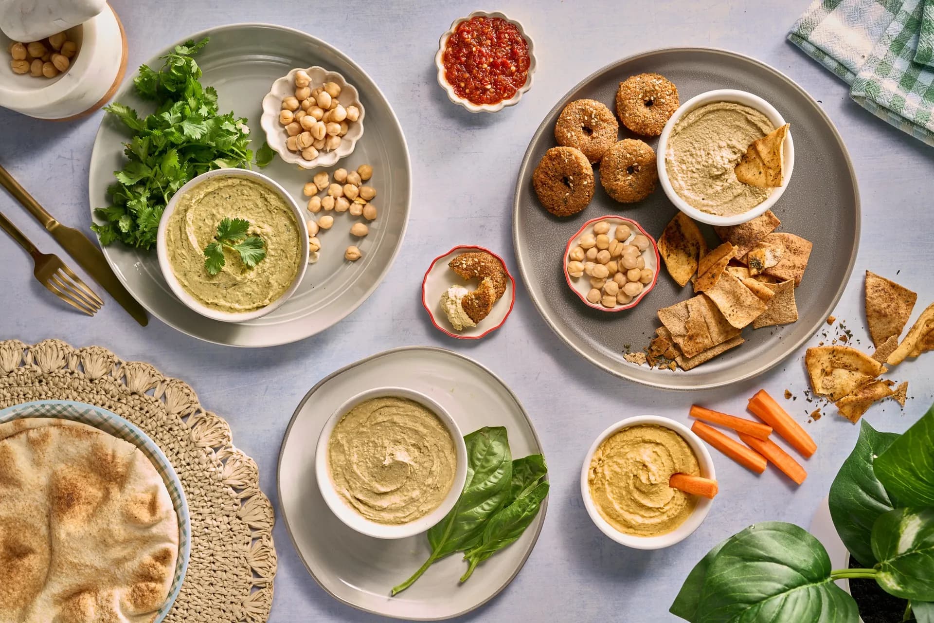 Falafel, hummus, tahini, pickled turnips, and pita from Vegan Stops in Garden Grove